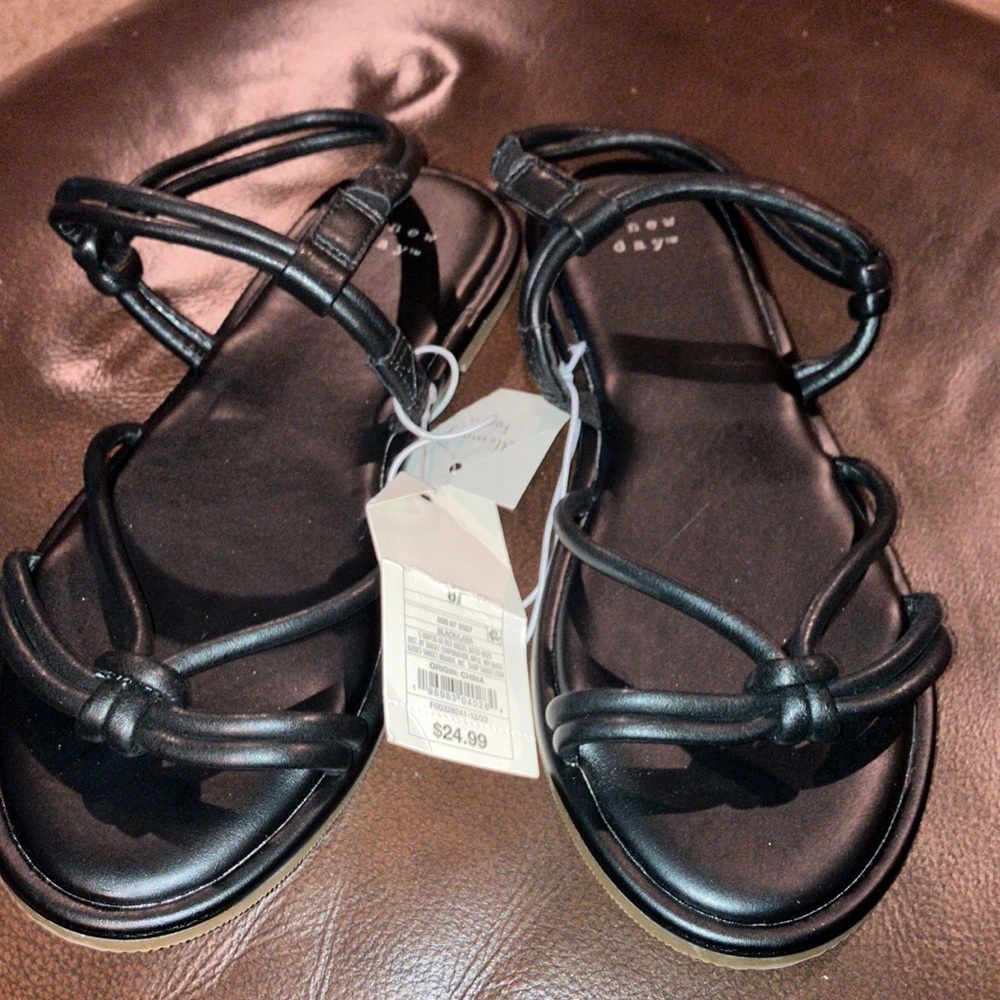 a new day Black Strappy Knot Toe Sandals